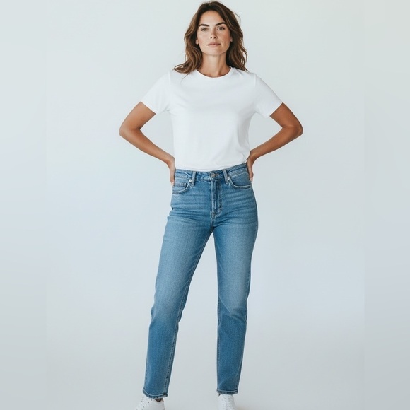 Dkny Denim - DKNY Ludlow denim blue jeans petites 12R 5 pocket design zipper button stretchy